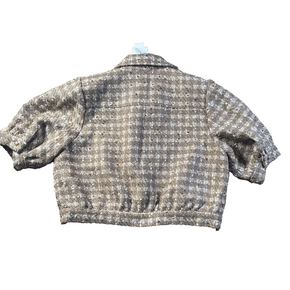 AUTH L'AGENCE Cove Cropped Tweed Jacket Coat Dark Cappuccino/Gold Multi US8 - Picture 3 of 7
